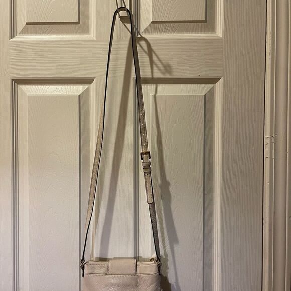 MICHAEL KORS Fulton Pebbled Leather Beige Crossbody Organizer Bag - Picture 4 of 15